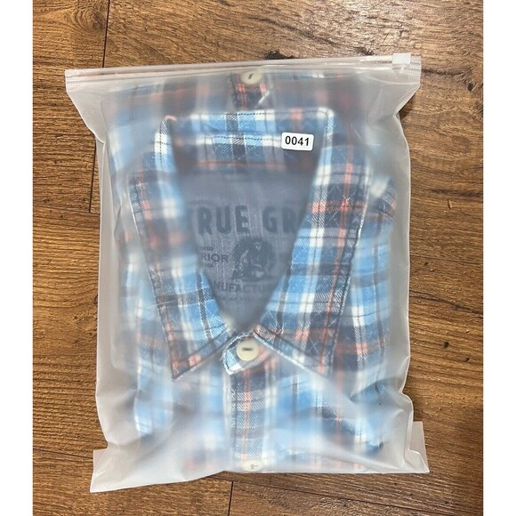 True Grit Button Up Shirt Mens Large Blue Red Plaid Flannel Long Sleeve Western - Picture 15 of 15